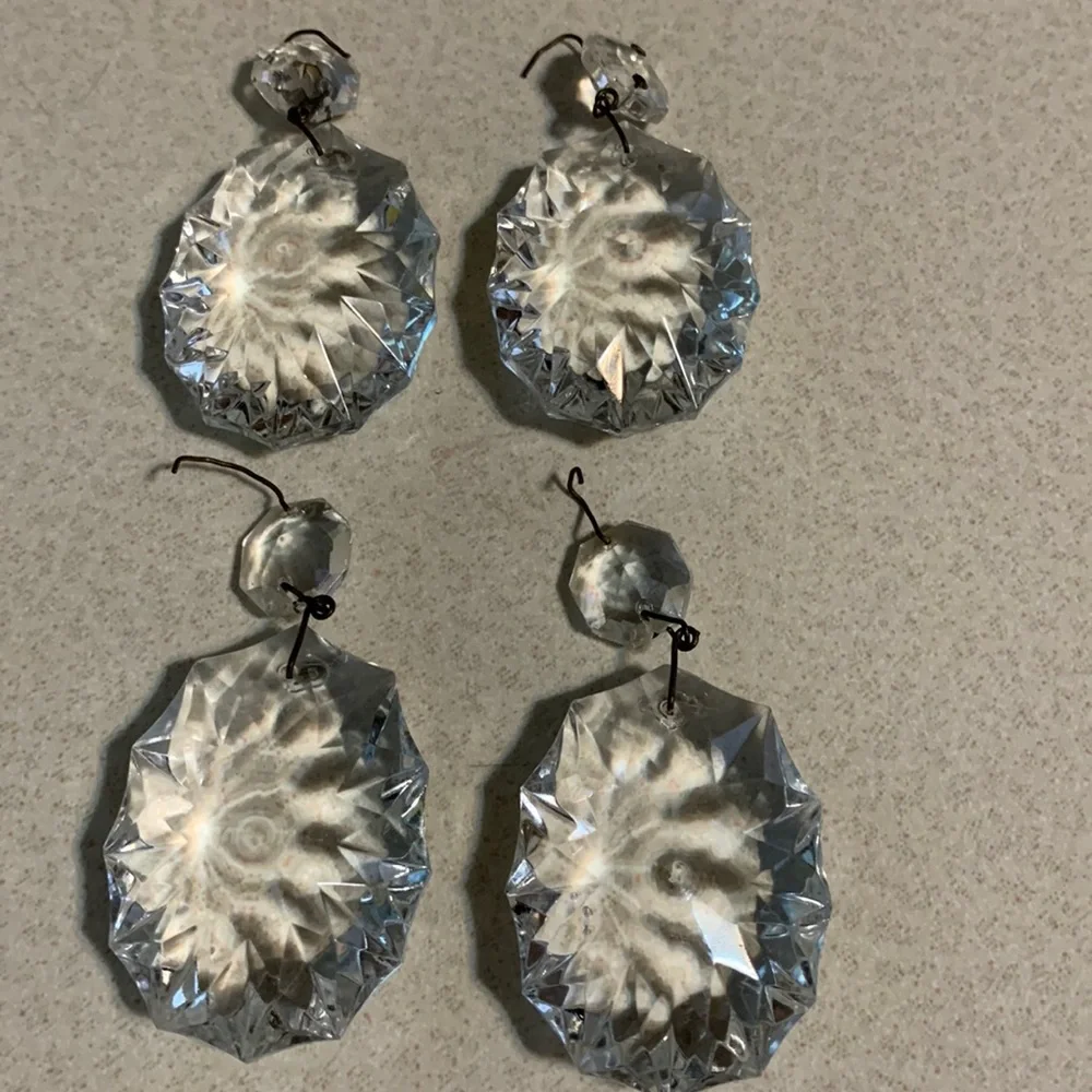 4 large vintage two piece oval crystals (173)